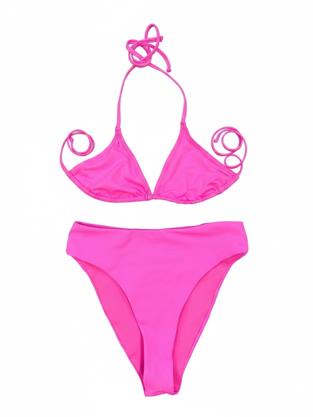 SKIMS Signature Swim Taffy Pink Triangle Bikini Set Women's Small Resort Beach